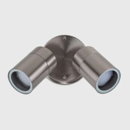 ValueLights Barrow Pair of 2 Way Silver Outdoor Wall Downlight - thumbnail 2