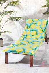 Catherine Lansfield Lemons Cotton Beach Sun Lounger Towel in Aqua