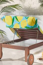 Catherine Lansfield 'Lemons' Cotton Beach Sun Lounger Towel in Aqua - thumbnail 2