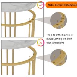 KORVIXA Marble Sofa End Table Golden Beautiful Sturdy Frame in White - Size: 0.6m2 - thumbnail 3