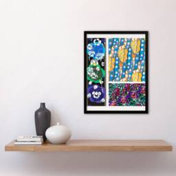 Artery8 Edouard Benedictus Framed Wall Art Colourful Floral Art Deco Patterns - Size: A4 - thumbnail 2