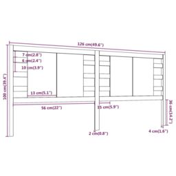 Berkfield Home Headboard Grey 126x4x100 cm Solid Wood Pine - Size: 126 x 4 x 100 cm - thumbnail 6