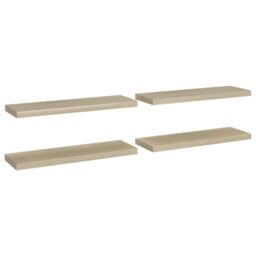 Berkfield Home Floating Wall Shelves 4 pcs Oak 80x23.5x3.8 cm MDF in Brown - thumbnail 2