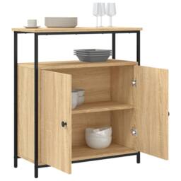 Berkfield Home Sideboard Sonoma Oak 70x30x80 cm Engineered Wood in Light Oak - Size: 70 x 30 x 80 cm - thumbnail 4