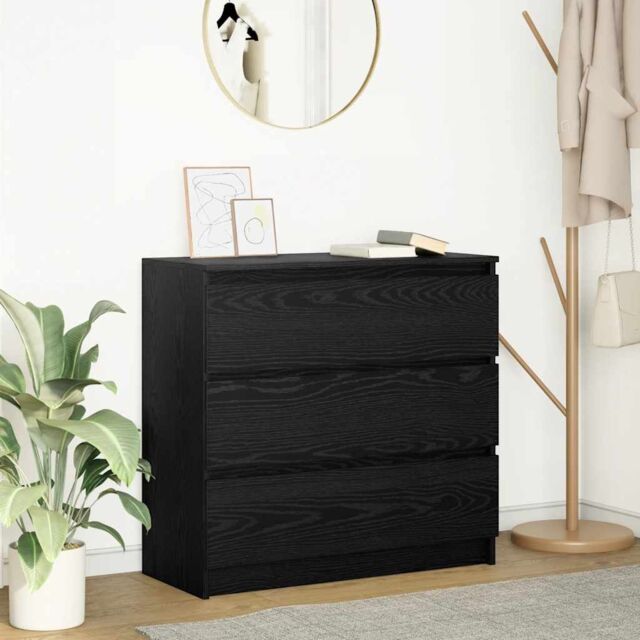 Berkfield Home Sideboard Black Oak 80x35x76 cm Engineered Wood - Size: 80 x 35 x 76 cm - image 1