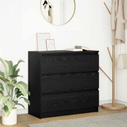 Berkfield Home Sideboard Black Oak 80x35x76 cm Engineered Wood - Size: 80 x 35 x 76 cm - thumbnail 1