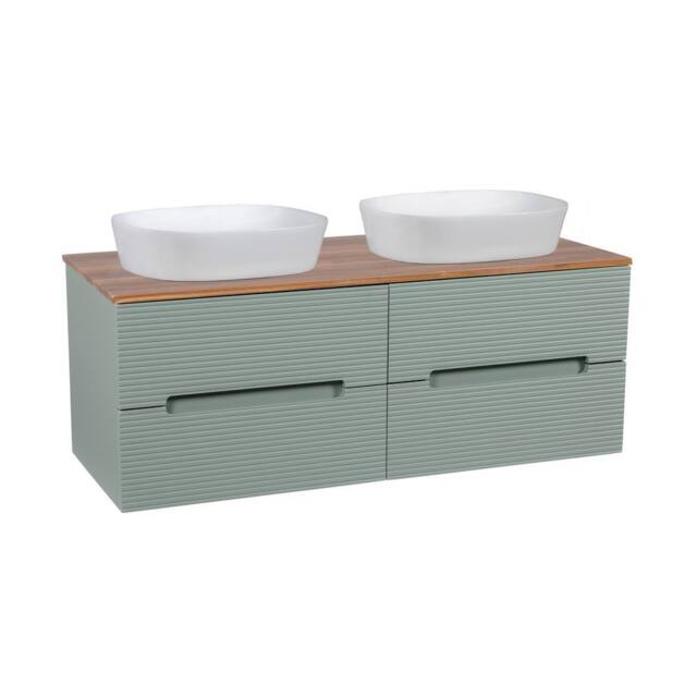 Bathroom Kingdom Monza Green & Walnut Fluted Wall Hung Vanity Basin 1200mm - image 1