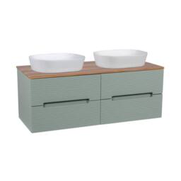 Bathroom Kingdom Monza Green & Walnut Fluted Wall Hung Vanity Basin 1200mm