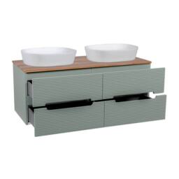 Bathroom Kingdom Monza Green & Walnut Fluted Wall Hung Vanity Basin 1200mm - thumbnail 2