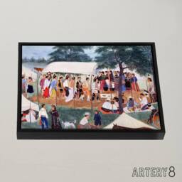 "Artery8 Spybuck Shawnee Buffalo Dance Framed Canvas Wall Art Print - Size: W24"" x H32""" - thumbnail 2