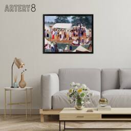 "Artery8 Spybuck Shawnee Buffalo Dance Framed Canvas Wall Art Print - Size: W24"" x H32""" - thumbnail 3