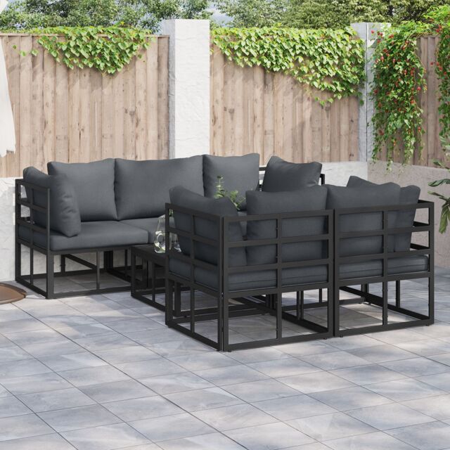 Berkfield Home Garden Sofa Set 6 pcs Black 70 x 70 x 32 cm Aluminium - image 1