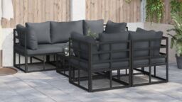 Berkfield Home Garden Sofa Set 6 pcs Black 70 x 70 x 32 cm Aluminium - thumbnail 5