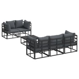 Berkfield Home Garden Sofa Set 6 pcs Black 70 x 70 x 32 cm Aluminium - thumbnail 2