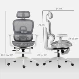 KORVIXA Grey & White Executive Office Chair with Lumbar Support - Size: 100 cm - thumbnail 2