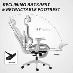 KORVIXA Grey & White Executive Office Chair with Lumbar Support - Size: 100 cm - thumbnail 4