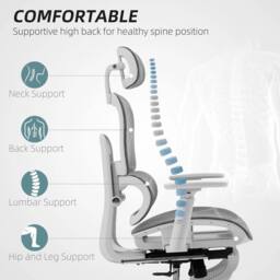 KORVIXA Grey & White Executive Office Chair with Lumbar Support - Size: 100 cm - thumbnail 3