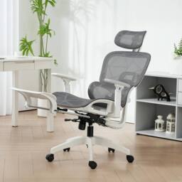 KORVIXA Grey & White Executive Office Chair with Lumbar Support - Size: 100 cm - thumbnail 1