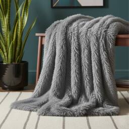 Snug City Cuddly Extra Fluffy Throw Ultra Soft Plush Blanket Sofa Bed Home Decor in Silver - Size: 150 cm × 200 cm - thumbnail 1