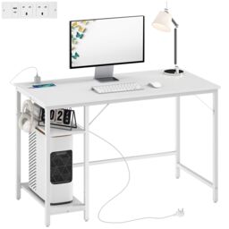 HOMCOM 120 x 60 cm Home Office Desk Reversible Study Table for Bedroom White - thumbnail 2