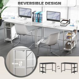 HOMCOM 120 x 60 cm Home Office Desk Reversible Study Table for Bedroom White - thumbnail 6