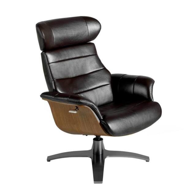 Angel Cerda Chocolate Brown Split Leather Swivel Recliner - image 1