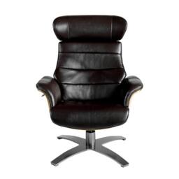 Angel Cerda Chocolate Brown Split Leather Swivel Recliner - thumbnail 2
