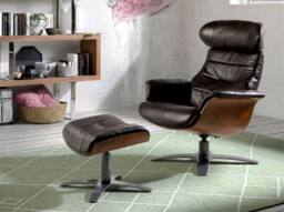 Angel Cerda Chocolate Brown Split Leather Swivel Recliner - thumbnail 5