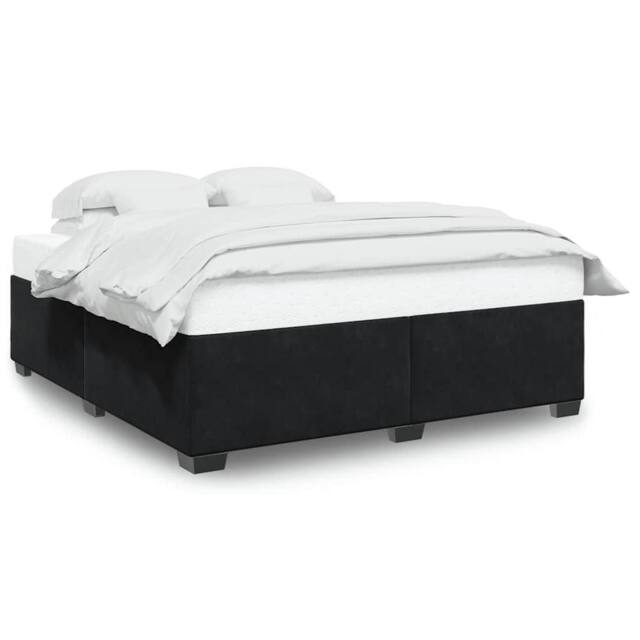 Berkfield Home Bed Frame without Mattress Black¬†Super King Velvet in Black - Size: Super King - image 1