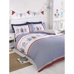 Rapport Women's Beach Hut Duvet Cover Set in Bright Blue - Size: Double - thumbnail 2