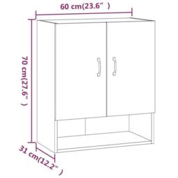 Berkfield Home Wall Cabinet Concrete Grey 60x31x70 cm Engineered Wood - Size: 60 x 31 x 70 cm - thumbnail 9