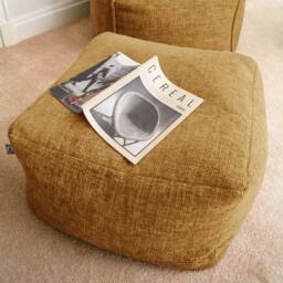 rucomfy Beanbags rucomfy Indoor Bean Bag Ottoman - Weave Pouffe Footstool in Mustard - thumbnail 1