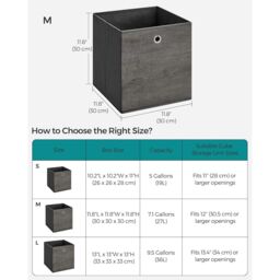 SONGMICS Multi Pack Fabric Storage Boxes Storage Containers Bins Easy Grip in Charcoal - thumbnail 2