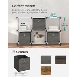 SONGMICS Multi Pack Fabric Storage Boxes Storage Containers Bins Easy Grip in Charcoal - thumbnail 6