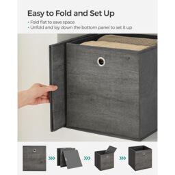 SONGMICS Multi Pack Fabric Storage Boxes Storage Containers Bins Easy Grip in Charcoal - thumbnail 4