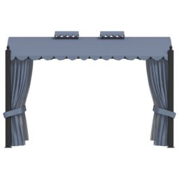 Berkfield Home Gazebo with Curtains 3x4 m Anthracite Steel in Black - thumbnail 2