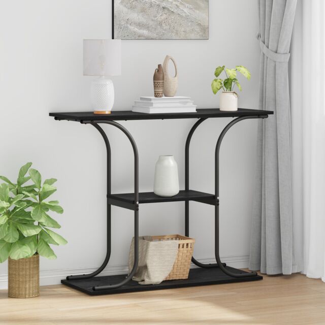 Berkfield Home Console Table Black oak 101 x 35 x 80.5 cm Engineered wood - image 1