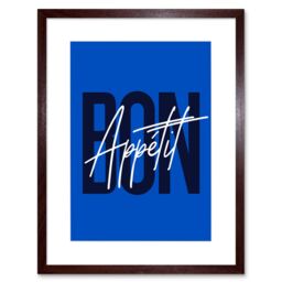"Artery8 Wall Art Print Bon Appetit Cobalt Framed in Brown - Size: W7"" x H9""" - thumbnail 1
