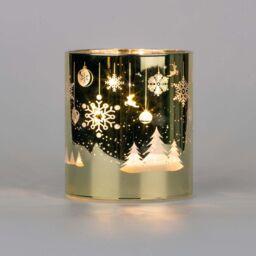 Shatchi 12cm Christmas Decorated Vase Led Gold Glass Vase / Trees - thumbnail 5