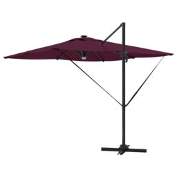 Berkfield Home Cantilever Roma Parasol with LEDs Bordeaux Red 286x285x270 cm Aluminium - Size: 286 x 285 x 270 cm - thumbnail 7
