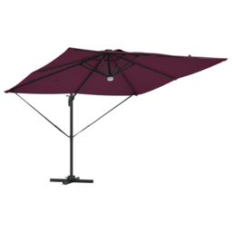 Berkfield Home Cantilever Roma Parasol with LEDs Bordeaux Red 286x285x270 cm Aluminium - Size: 286 x 285 x 270 cm - thumbnail 4