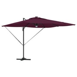 Berkfield Home Cantilever Roma Parasol with LEDs Bordeaux Red 286x285x270 cm Aluminium - Size: 286 x 285 x 270 cm - thumbnail 2