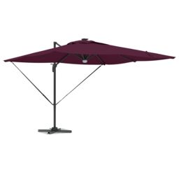 Berkfield Home Cantilever Roma Parasol with LEDs Bordeaux Red 286x285x270 cm Aluminium - Size: 286 x 285 x 270 cm - thumbnail 3