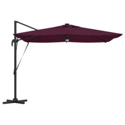 Berkfield Home Cantilever Roma Parasol with LEDs Bordeaux Red 286x285x270 cm Aluminium - Size: 286 x 285 x 270 cm - thumbnail 6
