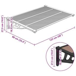 Berkfield Home Durable Door Canopy Black 122x90 cm Polycarbonate - thumbnail 6