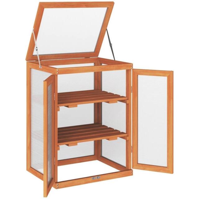 Nordara 3‑Tier Wooden Greenhouse Plant Storage Shelf Garden in Orange - image 1
