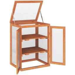 Nordara 3‑Tier Wooden Greenhouse Plant Storage Shelf Garden in Orange