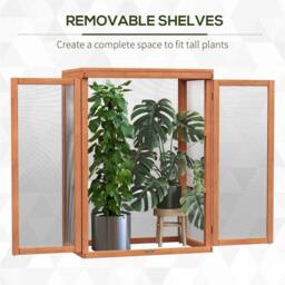 Nordara 3‑Tier Wooden Greenhouse Plant Storage Shelf Garden in Orange - thumbnail 5