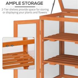 Nordara 3‑Tier Wooden Greenhouse Plant Storage Shelf Garden in Orange - thumbnail 3