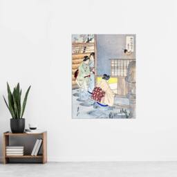 "Artery8 Women Tea Gathering at Teahouse Japan Wall Art Print Ogata Gekko in Blue - Size: W24"" x H32""" - thumbnail 4